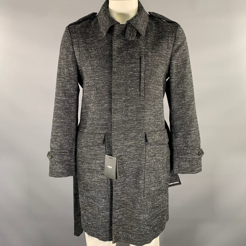 PORTS 1961 Size 42 Black White Heather Wool Blend Belted Coat